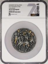 2022MW Niue $12 Four Horsemen of the Apocalypse 5oz Silver Gilt Coin NGC MS70 Antiqued