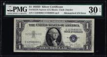 1935D $1 Silver Certificate Note Mismatched Serial Number Error Fr.1613N PMG VF 30EPQ