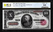 1891 $10 Treasury Note Fr.370 PCGS Choice Uncirculated 64