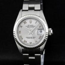 Rolex Ladies Stainless Steel Slate Grey Date Wristwatch