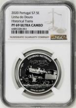 2020 Portugal 7.5 Euros Ibero Historic Train Proof Silver Coin NGC PF69 Ultra Cameo