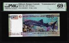 2017 Djibouti Central Bank 40 Francs Note Pick# 46a PMG Superb Gem Uncirculated 69EPQ