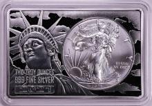 2021 Type 1 $1 American Silver Eagle Coin & 2oz Silver Bar Set