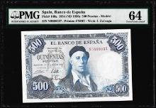 1950's Spain Banco de Espana 500 Pesetas Note Pick# 148a PMG Choice Uncirculated 64