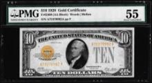 1928 $10 Gold Certificate Note Fr.2400 PMG About Uncirculated 55