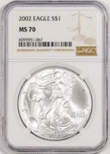 2002 $1 American Silver Eagle Coin NGC MS70
