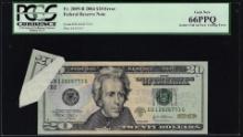 2004 $20 Federal Reserve Note Gutter Fold & Cutting Error PCGS Gem New 66PPQ