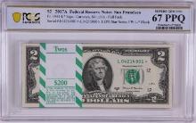 Pack of 2017A $2 Federal Reserve STAR Notes SF Fr.1941-L* PCGS Superb Gem UNC 67PPQ