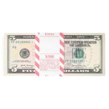 Pack of (100) Consecutive 2017A $5 Federal Reserve STAR Notes Atlanta
