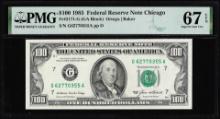 1985 $100 Federal Reserve Note Chicago Fr.2171-G PMG Gem Unc 67EPQ