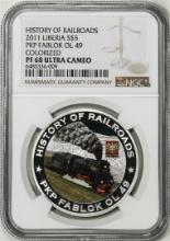 2011 Liberia $5 History of Railroads PKP Fablok OL 49 Silver Coin NGC PF68 Ultra Cameo
