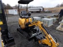 New Digit EM15-Mini Excavator, With Dozer Blade, Thumb, Gas Engine, Yellow,