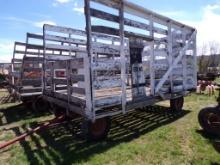 White, Wood Sided Hay Wagon On Knowles Running Gear (5451)