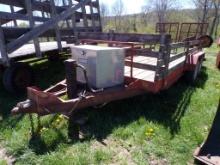 16'x6 Wood Stake Sided Utility Trailer, Convertible Hitch, Drop Down Gate,