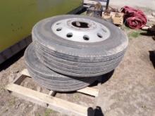 Pair of Low Profile 24.5 Tires on Alum. Wheels  (5934)