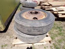 Pair of Low Profile 24.5 Tires on Steel Rims  (5935)