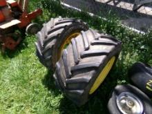 John Deere 300 Series Wheels with Loaded AG Tires, Rim Guard, Not Calcium (