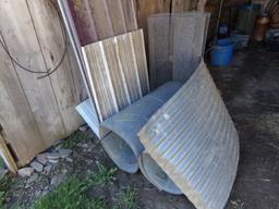 Group of Metal Siding/Roofing, (2) Rolls of Galvanized Tin, and (3) Small R