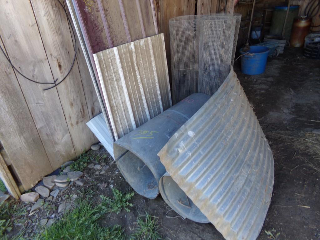 Group of Metal Siding/Roofing, (2) Rolls of Galvanized Tin, and (3) Small R
