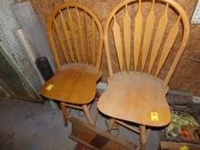 (2) High-Backed Wooden Dining Stools, Higher Than Chairs, Lower Than Bar St