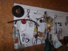 Contents Of Left Side Of Pegboard On Left Wall Of Garage, Air Horn, Abrasiv