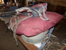 Galvanized Tub with Group of Well Used Horse Blankets (Lower Barn)