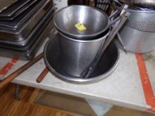 (2) Stainless Mixing Bowls, A Small Pot & A Couple Sets Of Tongs (Inside)