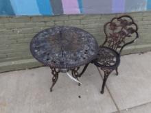 Metal Dining Table And 1 Chair (Outside)