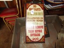 No Hot Pants or Bathing Suits Wooden Sign