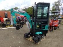 New Blue AGT Industrial QH13R Full Cab Mini Excavator with Grader Blade, St