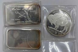 .999 Silver: 1 oz. Silver Madison Mint 1973 Veteran's Day ingot, 1 oz. Silver Mother Load Mint