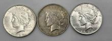 (3) Peace Silver Dollars: 1922D & (2) 1922S. With PVC. (3 total)