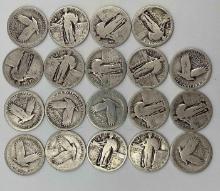 $4.75 face value in US 90% Silver dateless Standing Liberty Quarters (19 pieces)