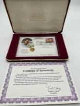 1993 Washington Mint Elvis First Day Stamp Cover folio with 1/4 oz. Gold Proof coin in 14k and 1993