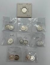 (17) Proof Silver Roosevelt dimes: 1962, 1992-2007 (17 pieces total)