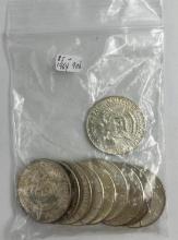 $5.00 face value in 1964 90% Silver Kennedy Half Dollars (10 coins total)