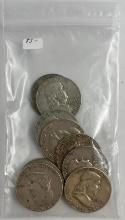 $5.00 face value in 90% Silver Franklin Half Dollars (10 coins total)