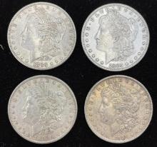 1883, 1885, 1886, 1889 Silver Morgan dollars (4 coins total)