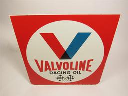 Sharp 1960s Valvoline Racing Motor Oil double-sided tin sign with checkered flag logo.
