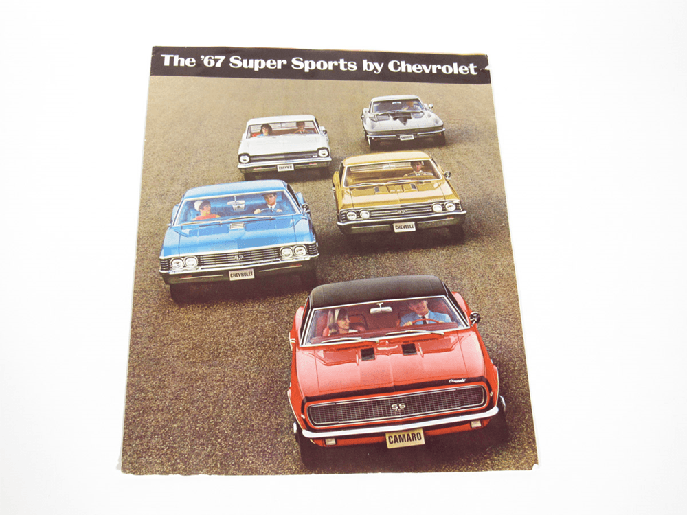 Oversized 1967 Super Sports by Chevrolet six-page fold-out showroom sales brochure.