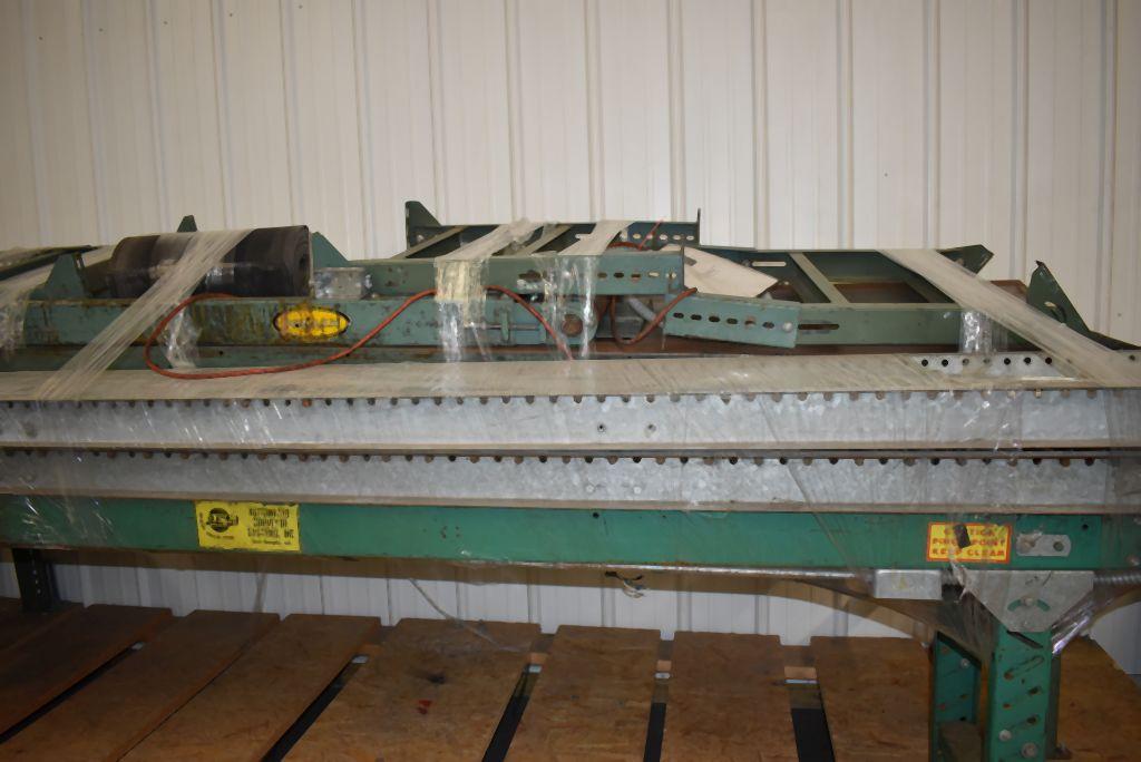 (4) SECTIONS OF BELT DRIVEN CONVEYOR AND LEGS,