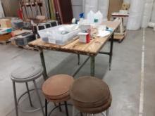 WOOD TOP/METAL LEGS WORK TABLES WITH CASTERS