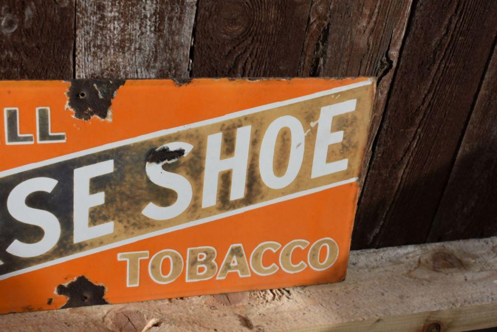 HORSESHOE TOBACCO DOUBLE SIDED PORCELAIN SIGN WITH