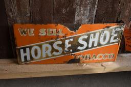 HORSESHOE TOBACCO DOUBLE SIDED PORCELAIN SIGN WITH