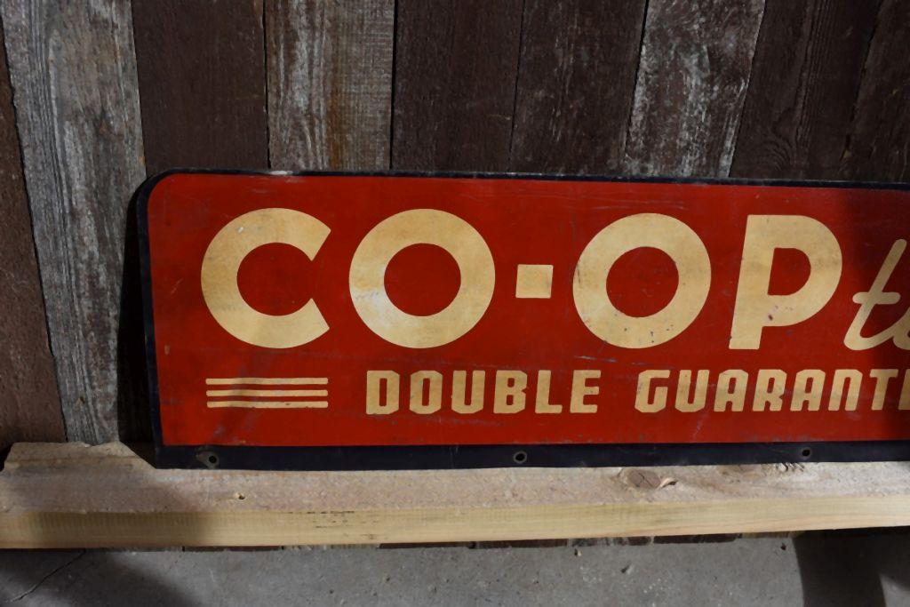 CO-OP TIRES METAL SIGN, DOUBLE SIDED, 34"W x 10"L