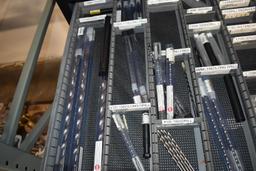 ASSORTED TOOLING IN THIS DRAWER; LONG DRILLS,