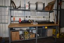 U-LINE METAL SHIPPING BENCH WITH UPPER STORAGE,