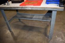 SHOP TABLE WITH METAL BASE, 30" x 5'W x 34 1/4"H