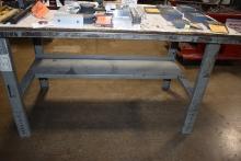 WORK TABLE WITH METAL BASE, 30" x 5'W x 34 1/4"H