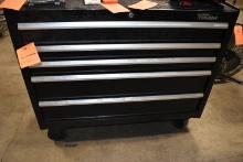 BLACK METAL FIVE DRAWER TOOL BOX WITH CASTERS,